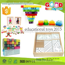 EN71 / ASTM brinquedo educativo de madeira vendendo quente 2015 para crianças OEM / ODM brinquedos de tijolos coloridos